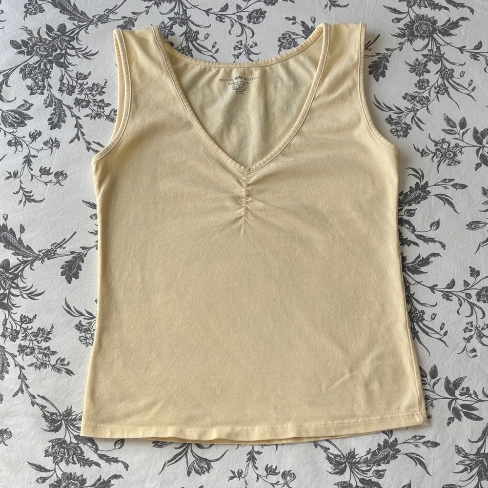 LIKE NEW! Brandy Melville Cinched V-Neck Tank - Picture 2 of 5